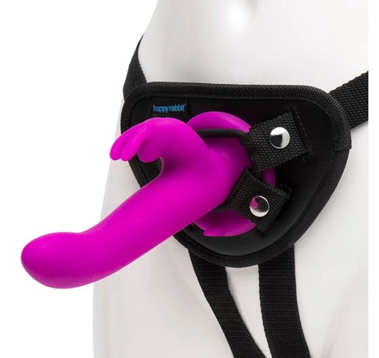 Strap-on z penisem - Happy Rabbit Vibrating Strap-On Harness Set Purple